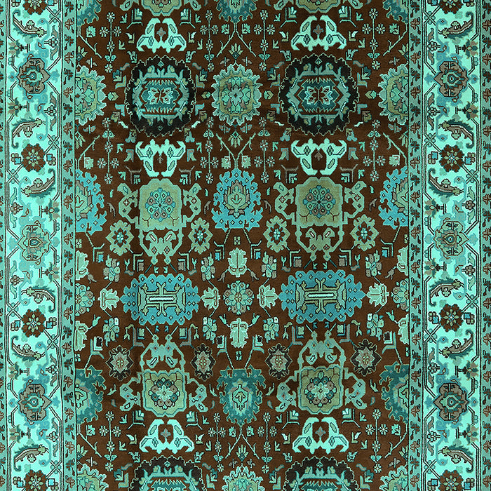 Machine Washable Oriental Turquoise Traditional Area Rugs, wshurb2933turq