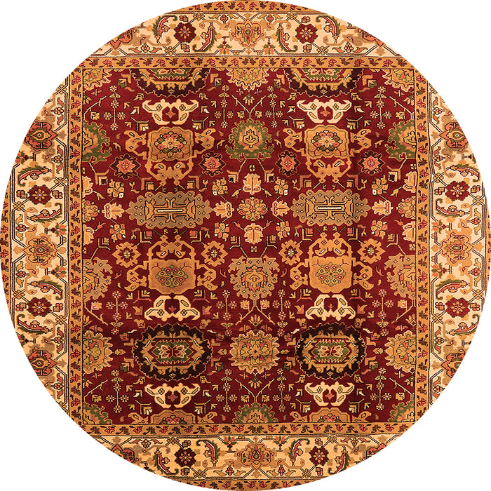Round Oriental Orange Traditional Rug, urb2933org