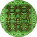 Round Oriental Green Traditional Rug, urb2933grn