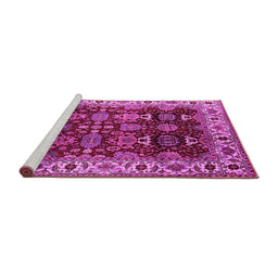 Sideview of Machine Washable Oriental Pink Traditional Rug, wshurb2933pnk