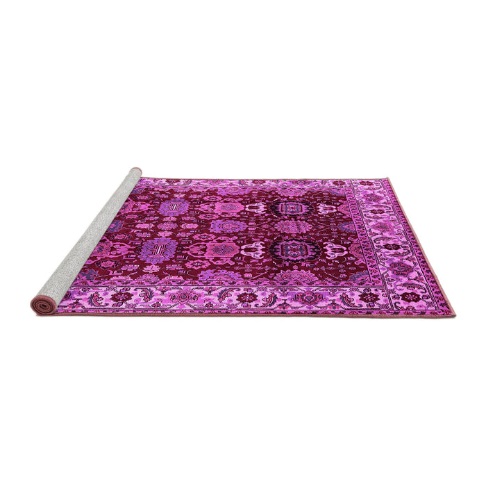 Sideview of Machine Washable Oriental Pink Traditional Rug, wshurb2933pnk