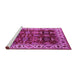 Sideview of Machine Washable Oriental Pink Traditional Rug, wshurb2933pnk