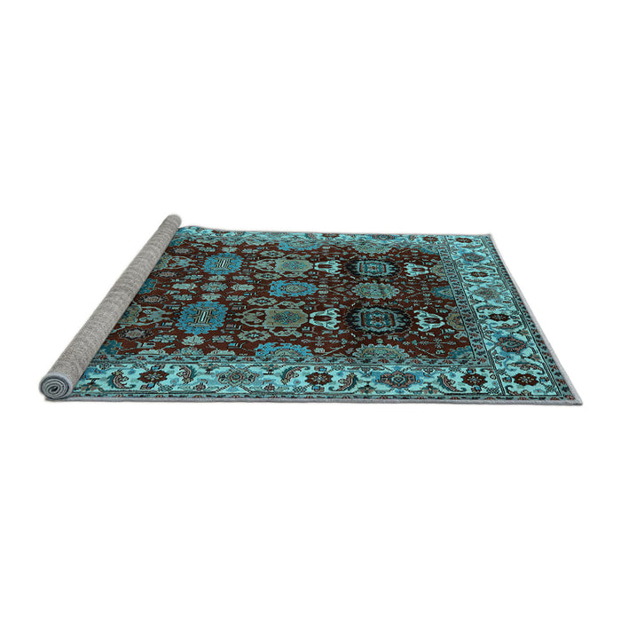 Sideview of Machine Washable Oriental Light Blue Traditional Rug, wshurb2933lblu