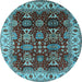Round Oriental Light Blue Traditional Rug, urb2933lblu