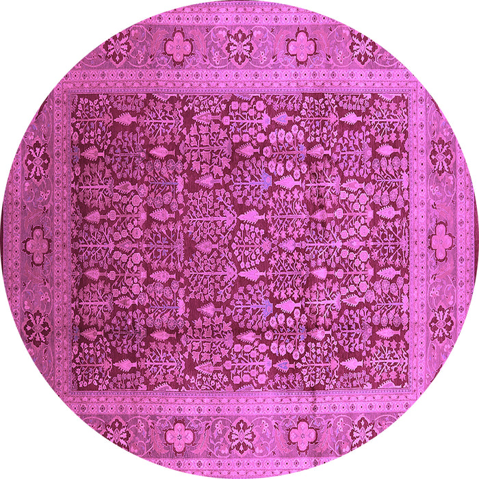 Round Oriental Purple Traditional Rug, urb2934pur