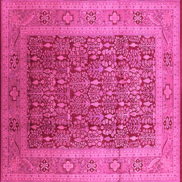 Square Machine Washable Oriental Pink Traditional Rug, wshurb2934pnk