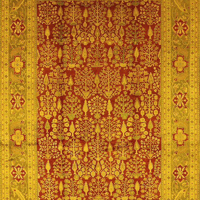 Machine Washable Oriental Yellow Traditional Rug, wshurb2934yw
