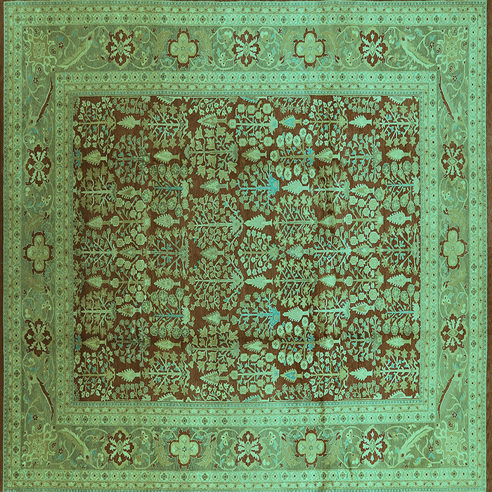Square Oriental Turquoise Traditional Rug, urb2934turq