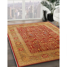 Mid-Century Modern Scarlet Red Oriental Rug in Family Room, urb2934