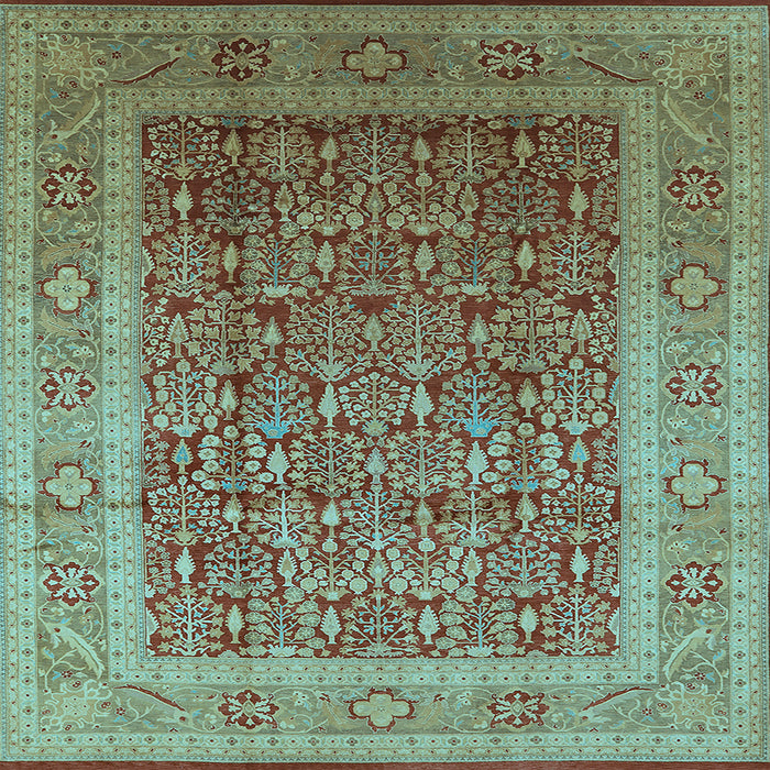 Square Oriental Light Blue Traditional Rug, urb2934lblu