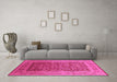 Machine Washable Oriental Pink Traditional Rug in a Living Room, wshurb2934pnk