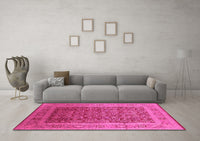 Machine Washable Oriental Pink Traditional Rug, wshurb2934pnk