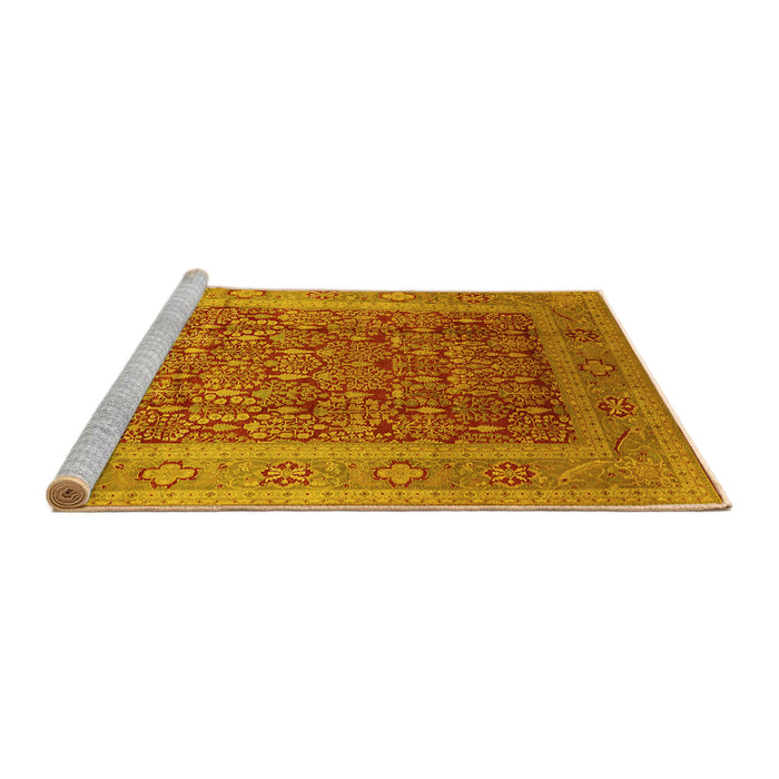 Sideview of Machine Washable Oriental Yellow Traditional Rug, wshurb2934yw