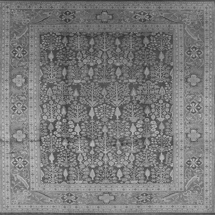 Square Machine Washable Oriental Gray Traditional Rug, wshurb2934gry