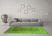 Machine Washable Oriental Green Traditional Area Rugs in a Living Room,, wshurb2934grn