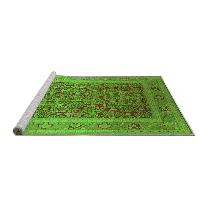 Sideview of Machine Washable Oriental Green Traditional Area Rugs, wshurb2934grn