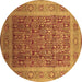 Round Oriental Brown Traditional Rug, urb2934brn