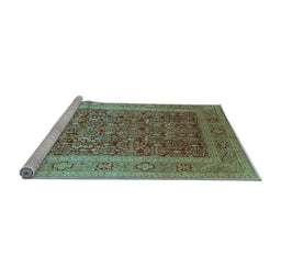 Sideview of Machine Washable Oriental Light Blue Traditional Rug, wshurb2934lblu