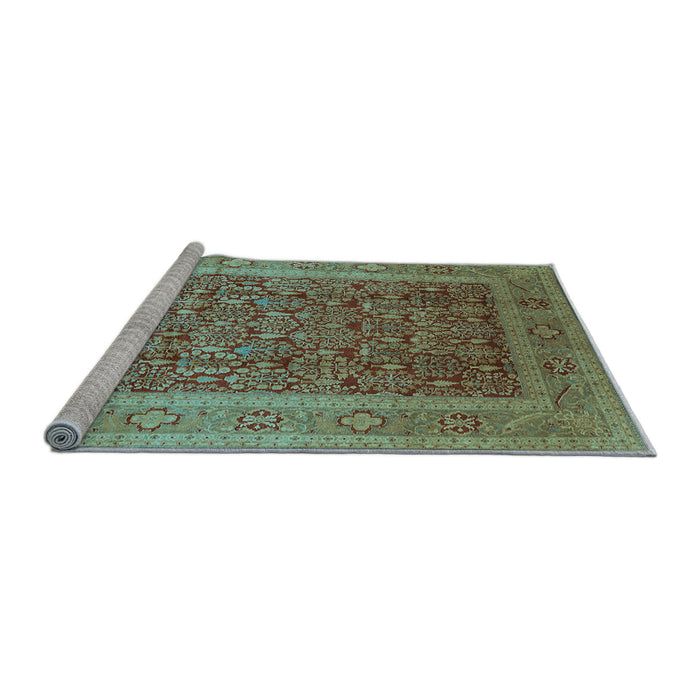 Sideview of Machine Washable Oriental Light Blue Traditional Rug, wshurb2934lblu