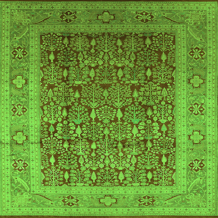 Square Oriental Green Traditional Rug, urb2934grn