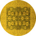 Round Oriental Yellow Traditional Rug, urb2935yw