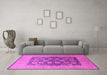 Machine Washable Oriental Pink Traditional Rug in a Living Room, wshurb2935pnk