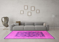 Machine Washable Oriental Pink Traditional Rug, wshurb2935pnk