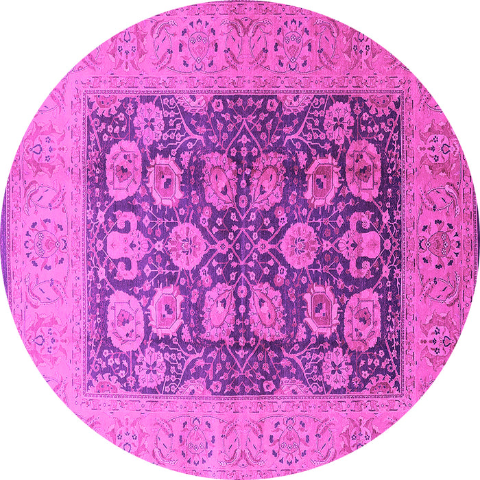 Round Oriental Pink Traditional Rug, urb2935pnk
