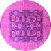 Round Machine Washable Oriental Pink Traditional Rug, wshurb2935pnk