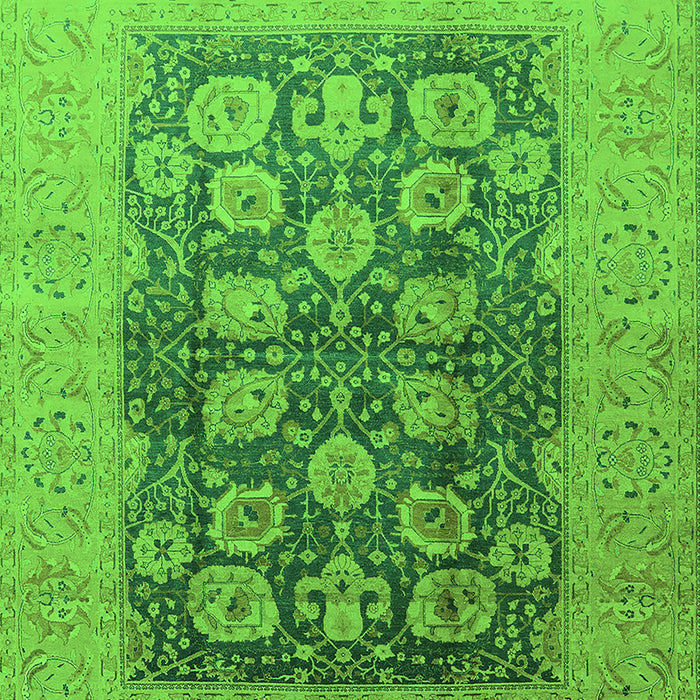 Machine Washable Oriental Green Traditional Area Rugs, wshurb2935grn