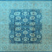 Square Machine Washable Oriental Light Blue Traditional Rug, wshurb2935lblu