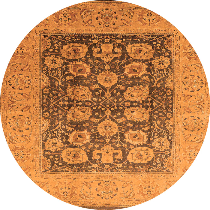 Round Oriental Orange Traditional Rug, urb2935org