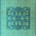 Square Oriental Turquoise Traditional Rug, urb2935turq