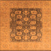 Square Machine Washable Oriental Orange Traditional Area Rugs, wshurb2935org