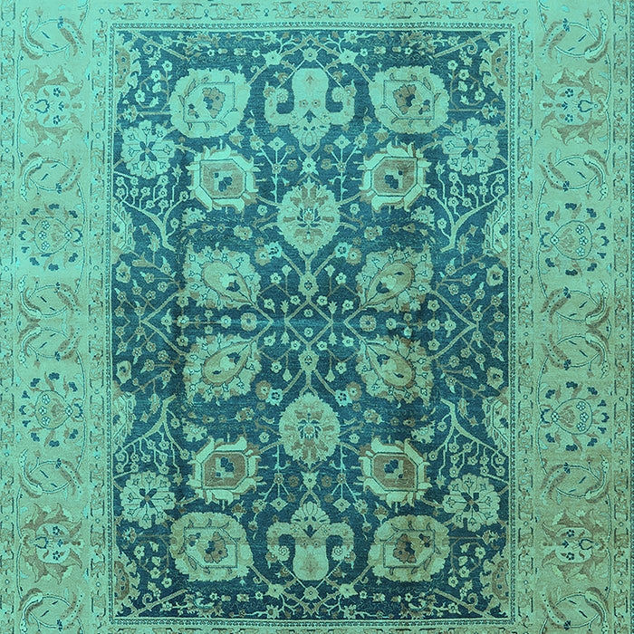 Machine Washable Oriental Turquoise Traditional Area Rugs, wshurb2935turq