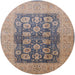 Round Mid-Century Modern Puce Purple Oriental Rug, urb2935