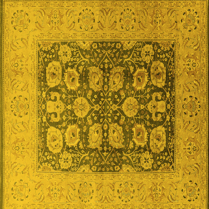 Square Oriental Yellow Traditional Rug, urb2935yw