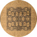 Round Oriental Brown Traditional Rug, urb2935brn