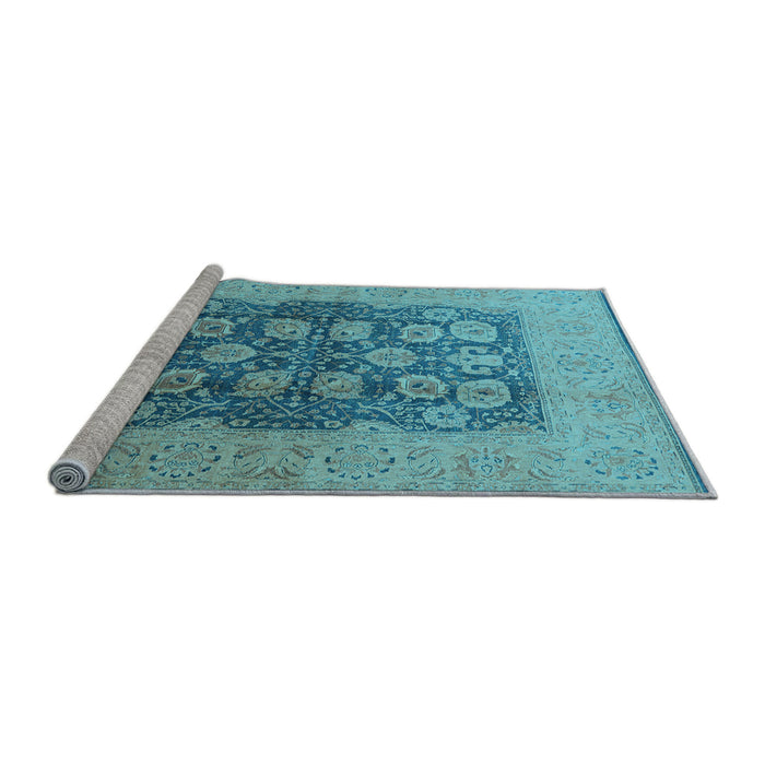Sideview of Machine Washable Oriental Light Blue Traditional Rug, wshurb2935lblu