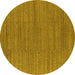 Round Machine Washable Oriental Yellow Industrial Rug, wshurb2936yw