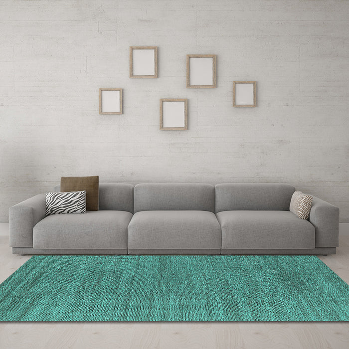 Machine Washable Oriental Turquoise Industrial Area Rugs in a Living Room,, wshurb2936turq