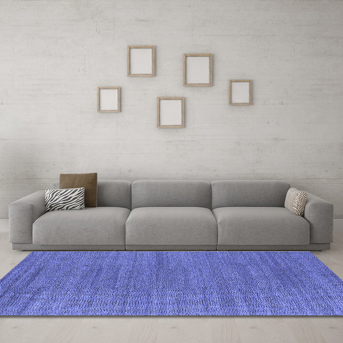 Machine Washable Oriental Blue Industrial Rug in a Living Room, wshurb2936blu