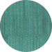 Round Oriental Turquoise Industrial Rug, urb2936turq