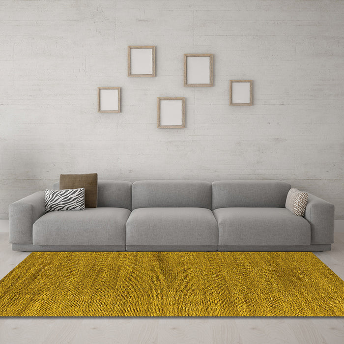 Machine Washable Oriental Yellow Industrial Rug in a Living Room, wshurb2936yw