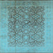 Square Machine Washable Oriental Light Blue Traditional Rug, wshurb2937lblu