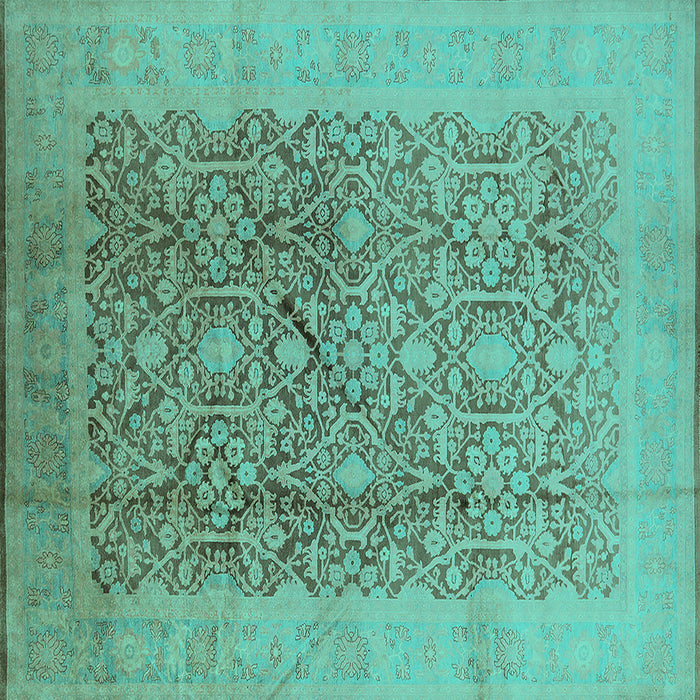 Square Oriental Turquoise Traditional Rug, urb2937turq