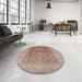 Round Machine Washable Industrial Modern Dark Salmon Pink Rug in a Office, wshurb2937