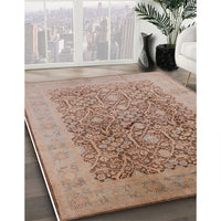 Mid-Century Modern Dark Salmon Pink Oriental Rug, urb2937