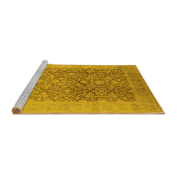 Sideview of Machine Washable Oriental Yellow Traditional Rug, wshurb2937yw