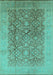 Machine Washable Oriental Turquoise Traditional Area Rugs, wshurb2937turq
